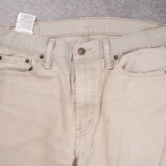 Levi's 513 Slim Straight Denim Stretch Jeans Distressed Cream Size 33x32 - Picture 9 of 16